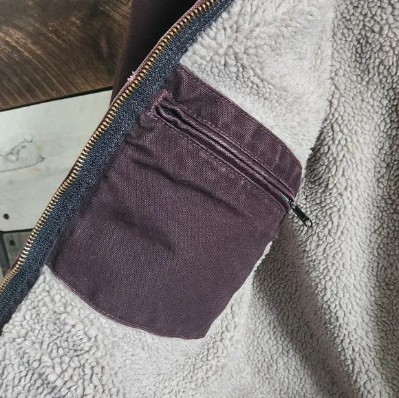 Carhartt Y2K Purple Brown Heavy Hooded Chore Utility Coat RN 14806 Size Small - Picture 9 of 14